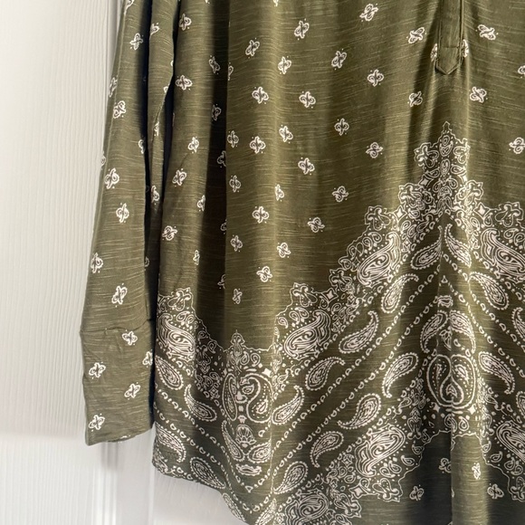 Lucky Brand Green Paisley Blouse XL - Picture 6 of 9